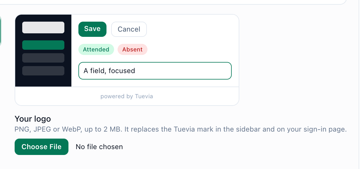 The preview and, under it, Your logo with its file chooser, highlighted
