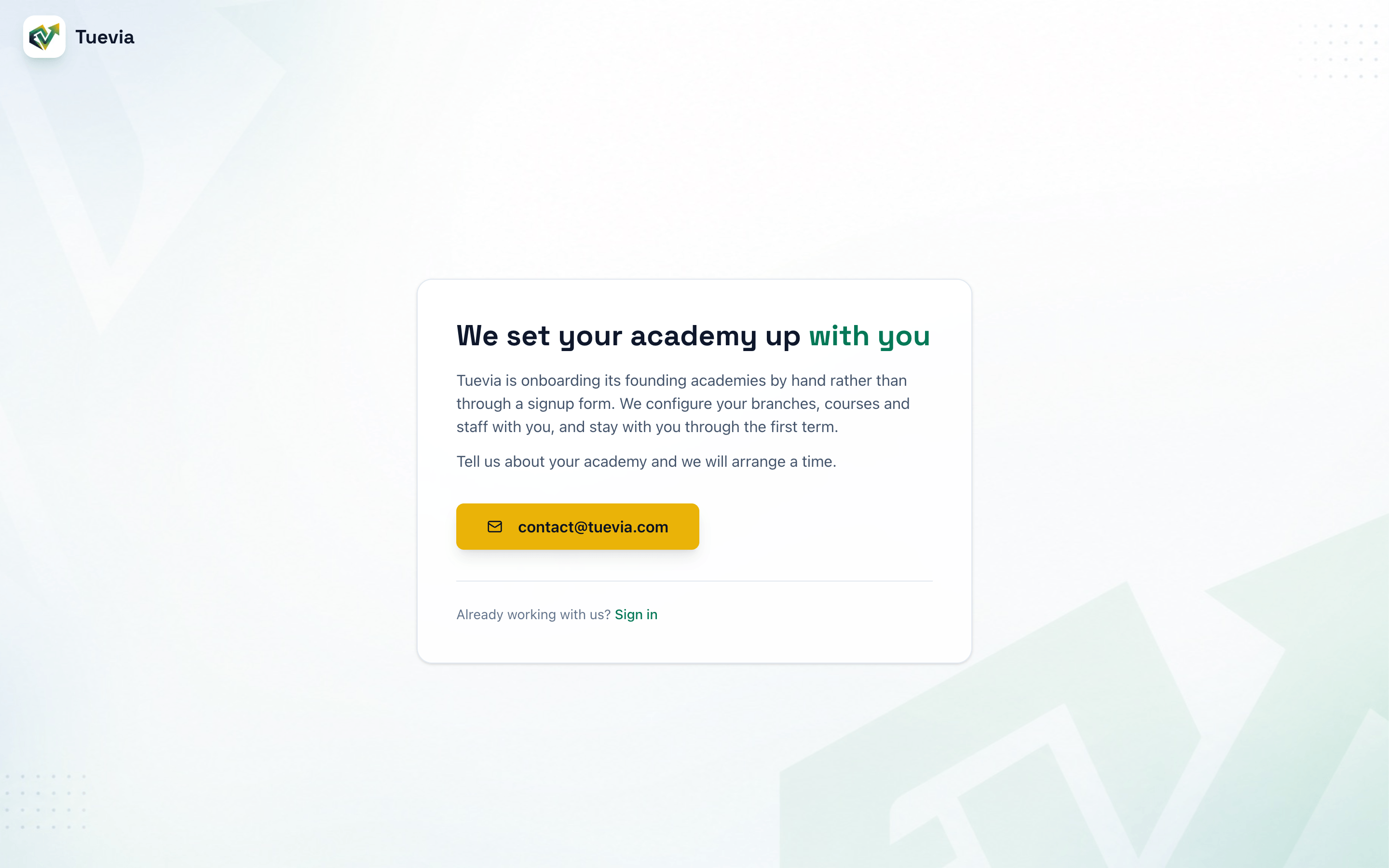 The Get started page, with the email address and the Sign in link highlighted