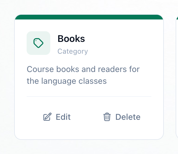 A category card, with its Edit button highlighted